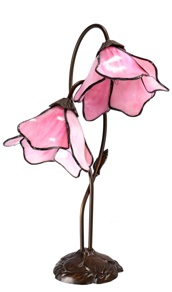 Double Lamp shade Flower Pink Water Lily Style Tiffany Table Lamp