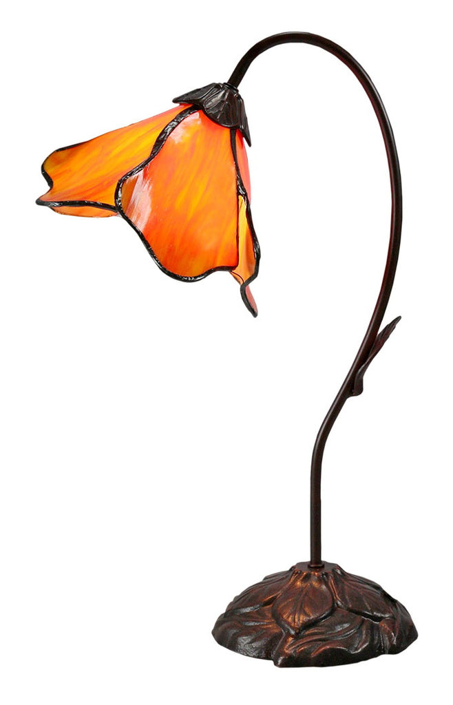 Amazing Flower  Water Lily Style Tiffany Table Lamp* Gold Orange