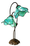 Double Lamp shade Flower  Water Lily Style Tiffany Table Lamp*Green&Aqua Blue
