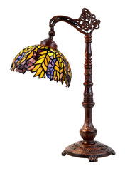 Honey Locust Style Leadlight Stained Glass Bridge Arm Tiffany  Table Lamp