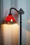 Red Jewel Carousel Style Leadlight Stained Glass Bridge Arm Tiffany  Floor Lamp