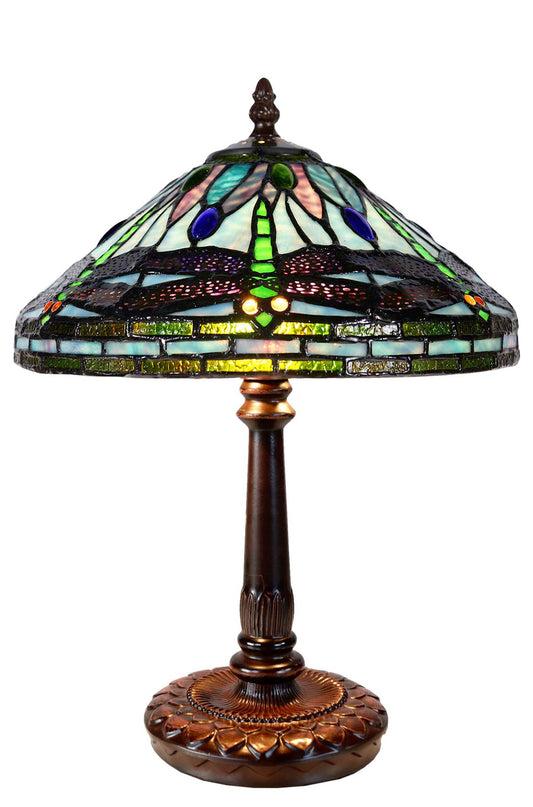 Limited Edition "Exquisite 10" @10” wide Dragonfly Style Tiffany Bedside Lamp