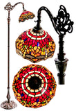 Red Dragonfly Style Leadlight Stained Glass Bridge Arm Tiffany  Floor Lamp