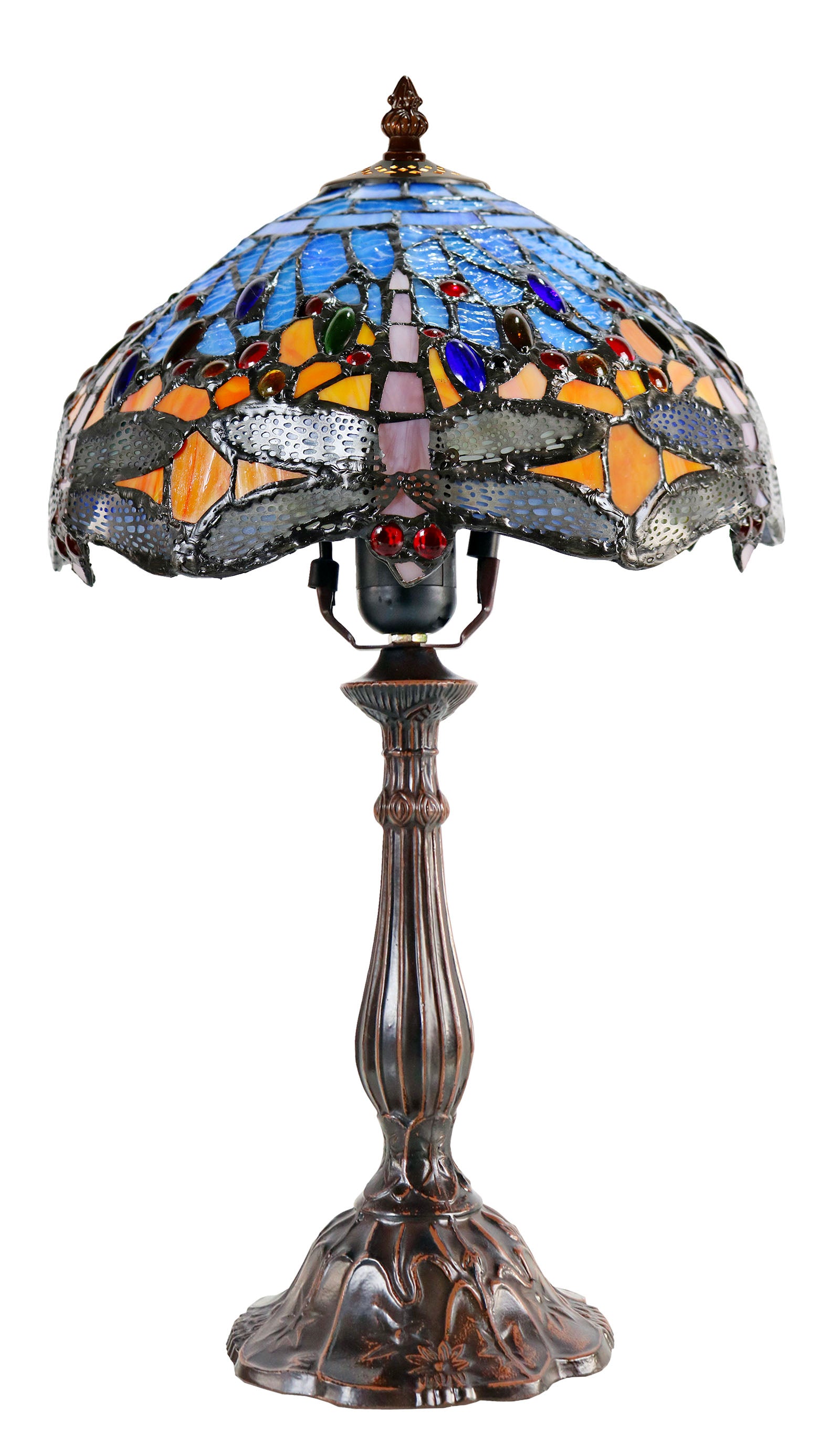 Classical Red and  Blue Dragonfly Style Tiffany Bedside Lamp