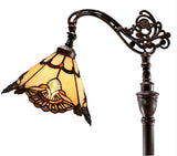 Beige Jewel Carousel Style Leadlight Stained Glass Bridge Arm Tiffany  Floor Lamp