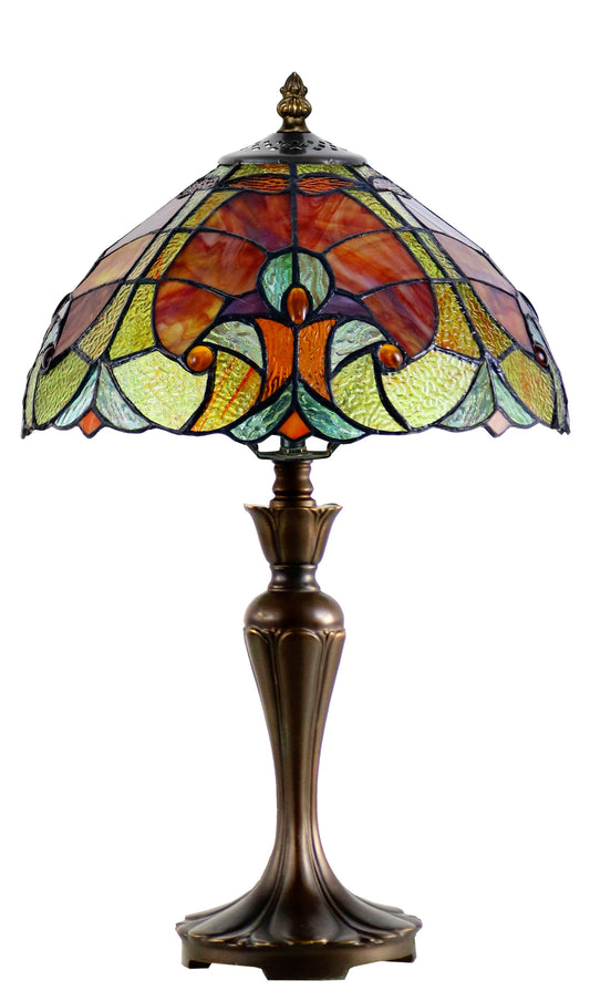 Flowing Color Collection@12" Amor Red Tiffany Bedside Lamp