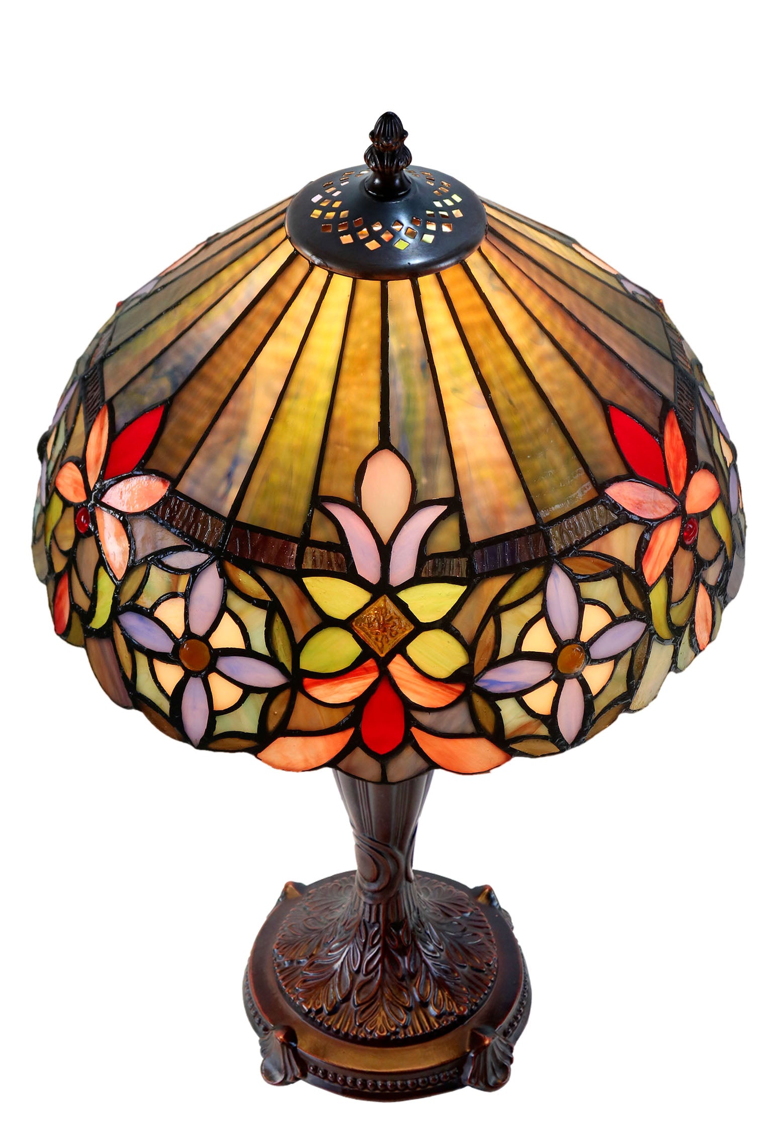 12" Floral Decorative Design Victorian Style Tiffany Bedside Lamp