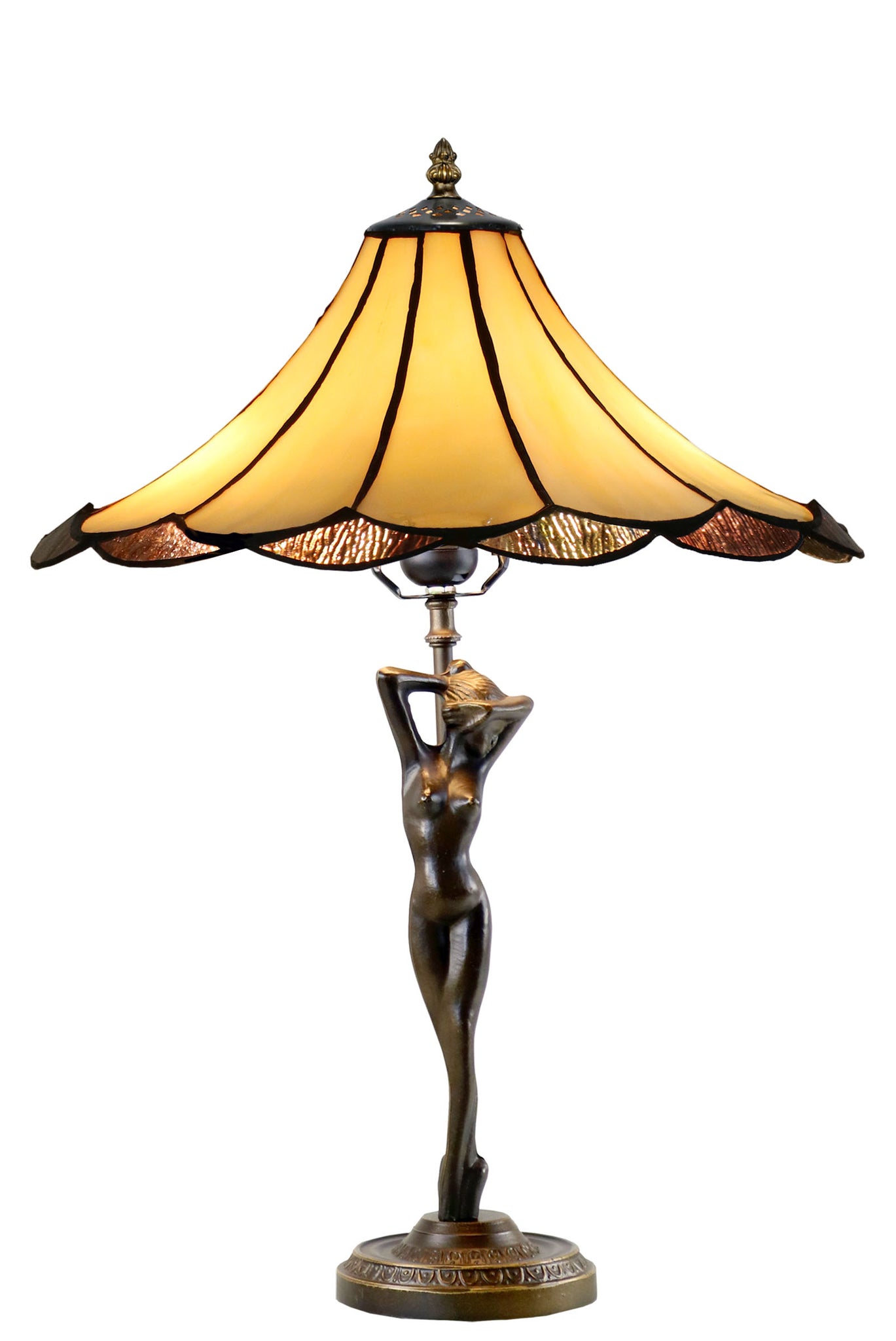 Amazing Umbrella 14" Tiffany Style Stained Glass Figurine Table Lamp Joanne Tiffany