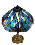 14" Blue Dragonfly Tiffany Bedside Lamp