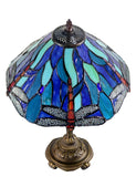 14" Blue Dragonfly Tiffany Bedside Lamp