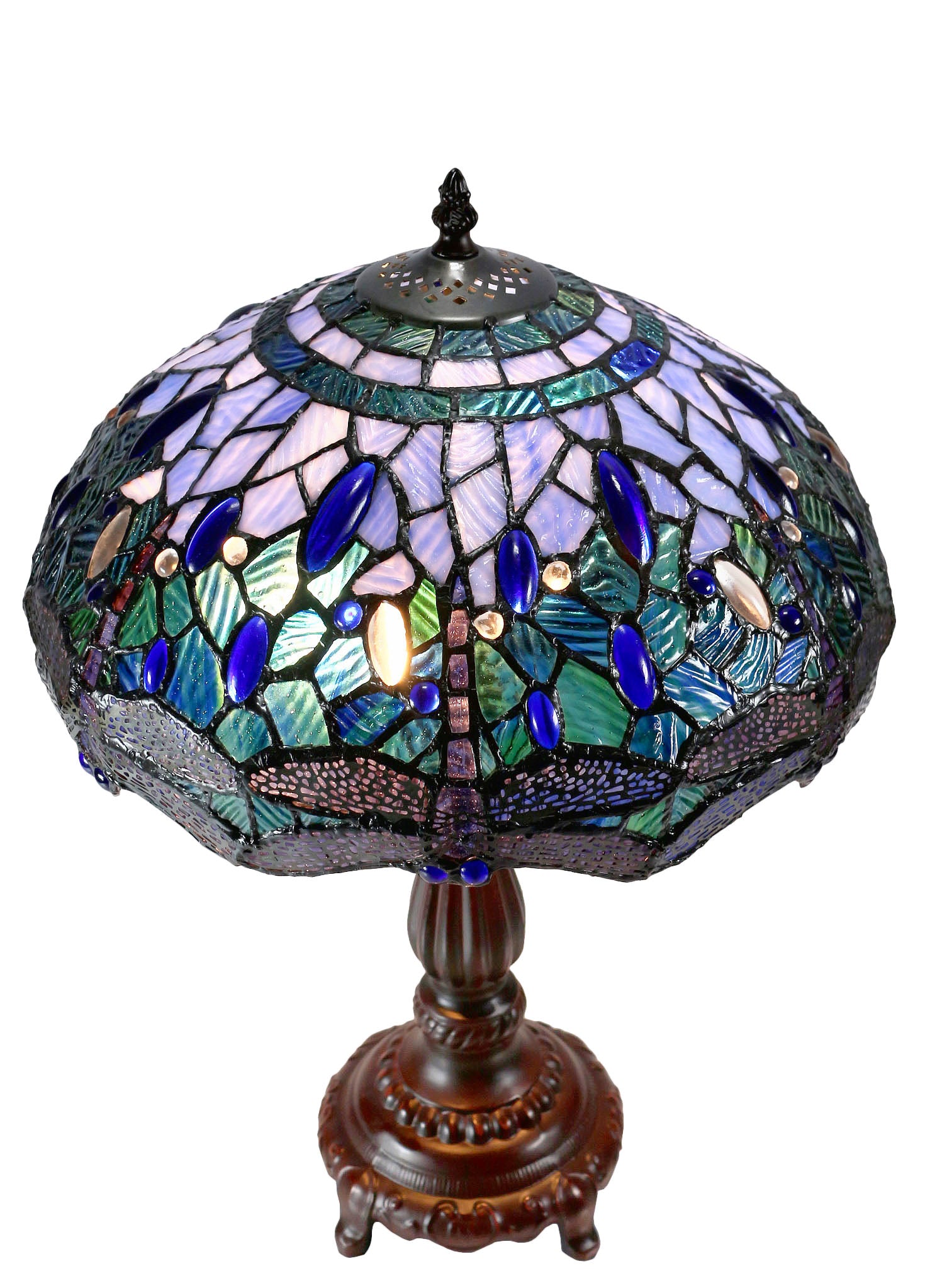 14" Large  Blue dragonfly Style Tiffany Table Lamp