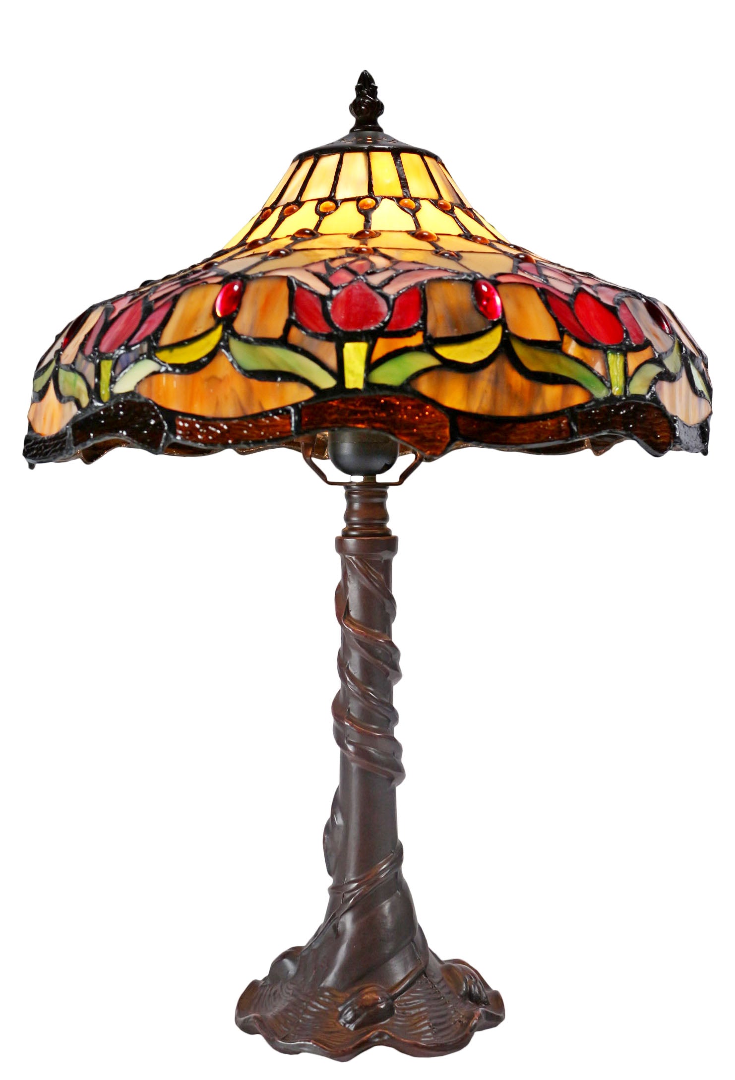 14" Colonial Tulip Style Tiffany Table Lamp