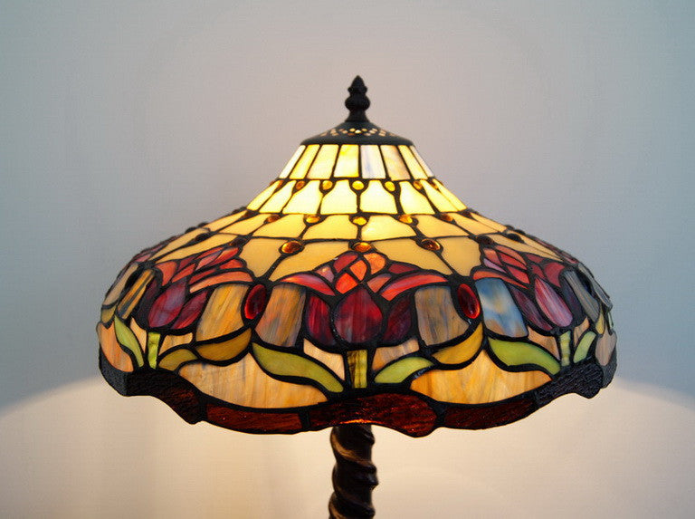 14" Colonial Tulip Style Tiffany Table Lamp