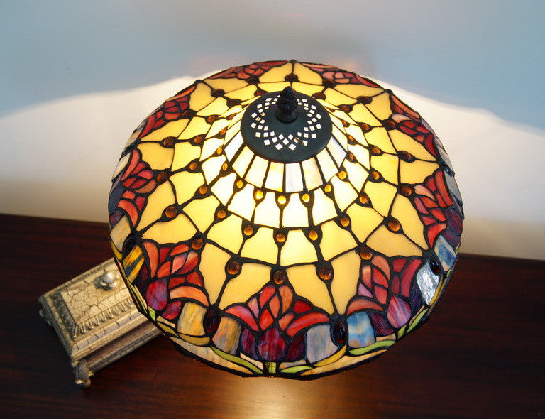 14" Colonial Tulip Style Tiffany Table Lamp