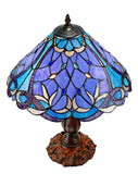 16" Large Blue Ribbon Clover Tiffany Table Lamp