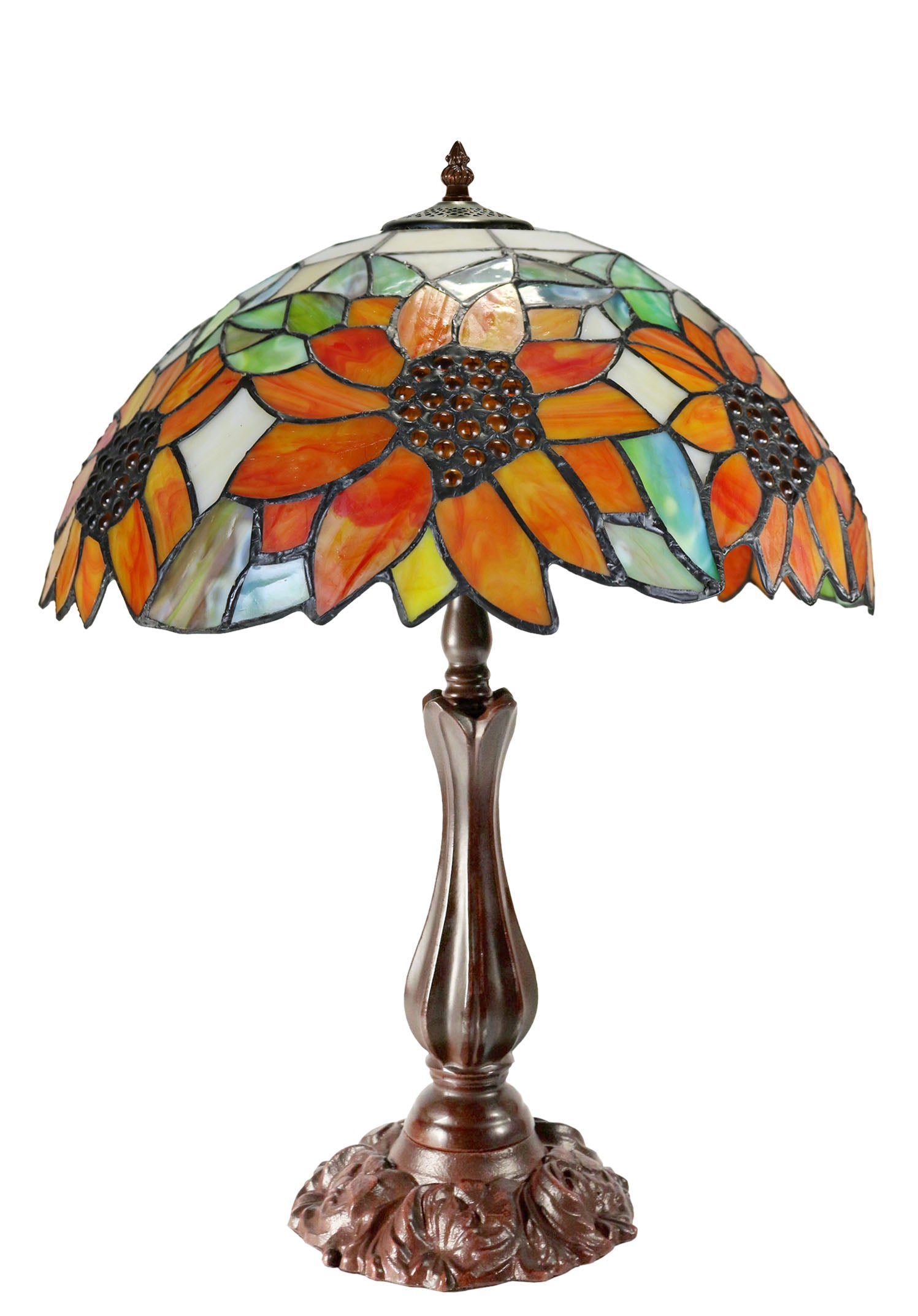 Large 16" Large Sunflower Style Tiffany Table Lamp