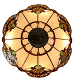 Large 20 " Beige Baroque Style Tiffany  Pendant Light