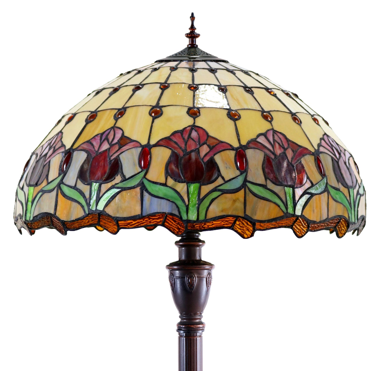 Huge 20" Colonial Tulip Style Leadlight Tiffany Floor Lamp