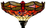 14"  Red Dragonfly Style Tiffany Floor Torchiere Lamp