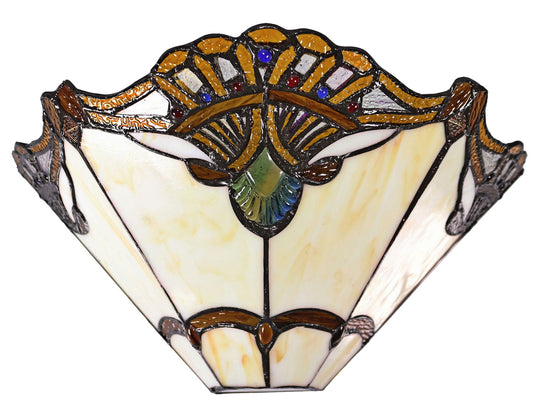 Beige Jewel Carousel Style  Stained Glass Tiffany Wall Light Wall Sconce