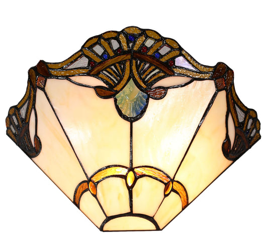 Beige Jewel Carousel Style  Stained Glass Tiffany Wall Light Wall Sconce