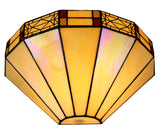 Ivory white  Mission Stained Glass Tiffany Wall Light  with  Double Intricate Filigree Accent