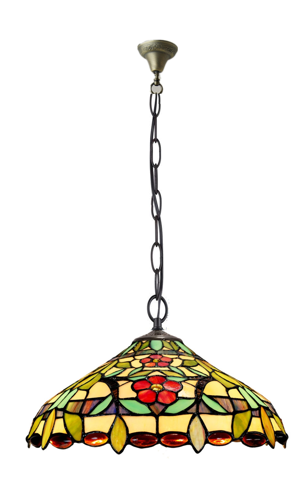 Large 16" Lily Style Stained Glass Cafe Tiffany Hanging Light