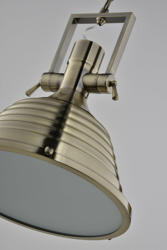 Designer Industrial Round Dome Single Pendant Light Fixture & Frost Glass