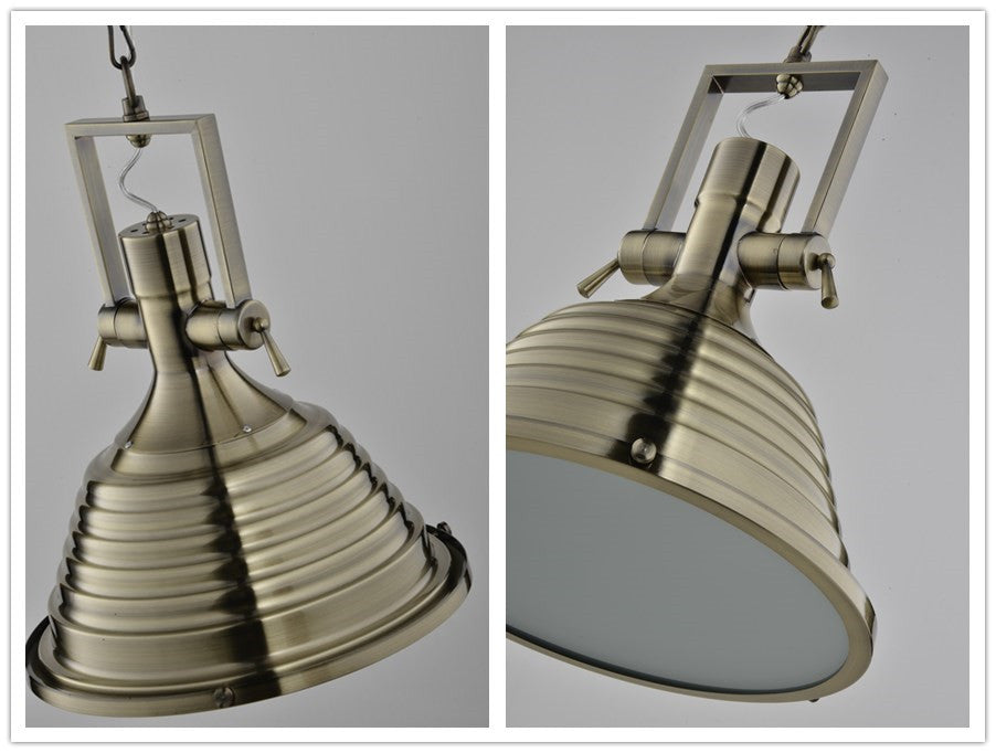 Designer Industrial Round Dome Single Pendant Light Fixture & Frost Glass