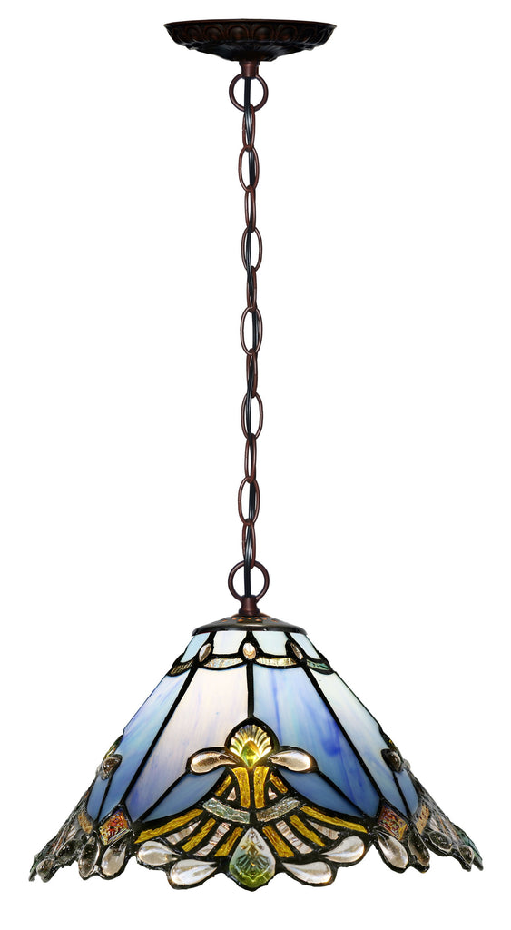 12" Blue Jewel Carousel  Tiffany Stained Glass Shade Downlight Tiffany Pendant Lights