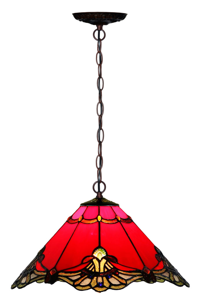 14" Red Jewel Carousel  Tiffany Stained Glass Shade Downlight Tiffany Pendant Lights