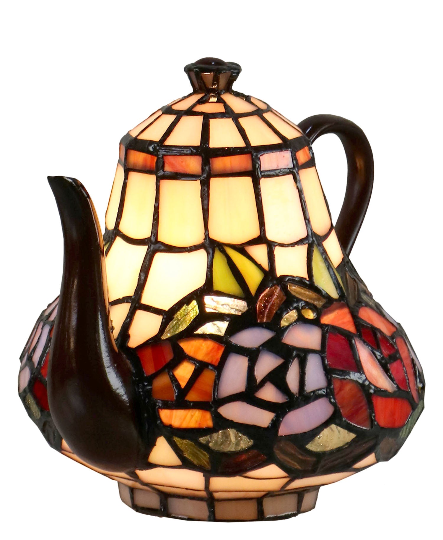 Red Rose Teapot Leadlight Tiffany Table Lamp