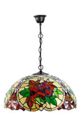 Huge 20" Traditional Red Camellia Tiffany Style Stained Glass Hanging Lamp
