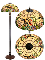 Gorgeous Huge 20” Hummingbird Flower Tiffany Floor Lamp
