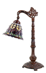 Colonial Tulip Style Leadlight Stained Glass Bridge Arm Tiffany  Table Lamp