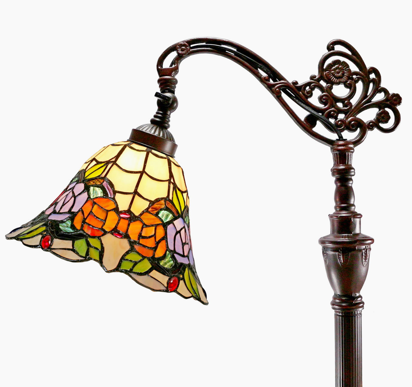 New Arrivals@Rose Style Leadlight Stained Glass Bridge Arm Tiffany  Floor Lamp