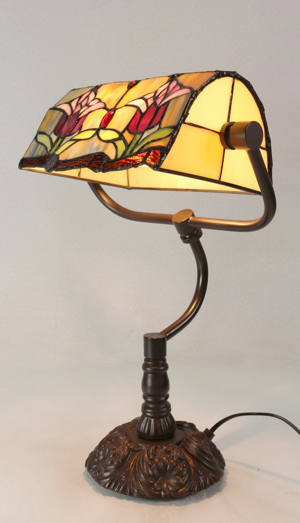 Colonial Tulip Style Tiffany Banker Lamp