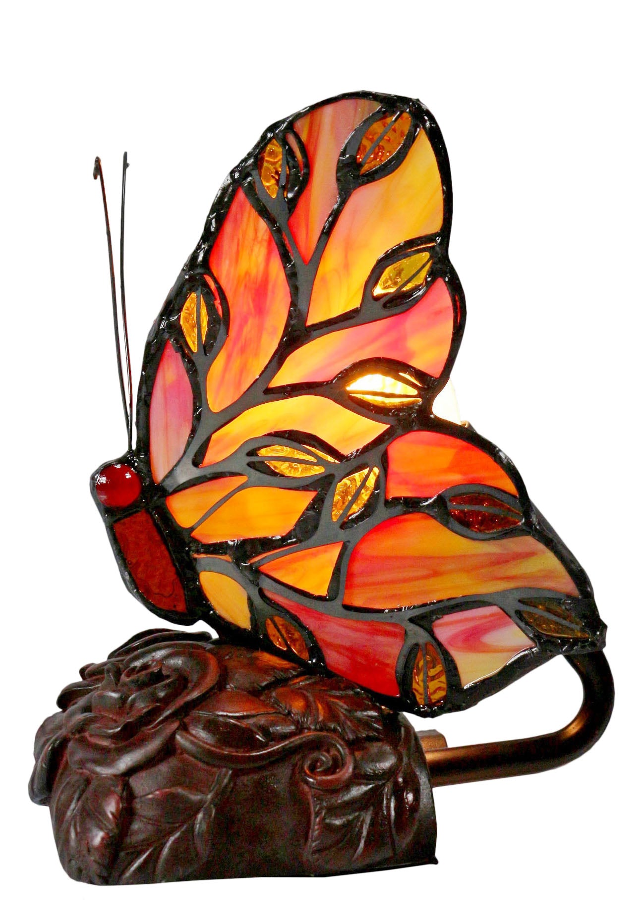 Cute Red Butterfly  Tiffany Leadlight Stained Glass Art Deco Table Lamp