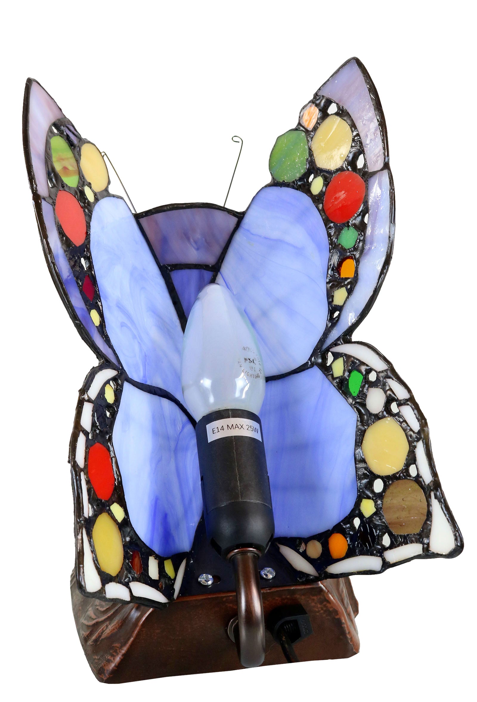 Elegant Blue Butterfly  Tiffany Leadlight Stained Glass Art Deco Table Lamp