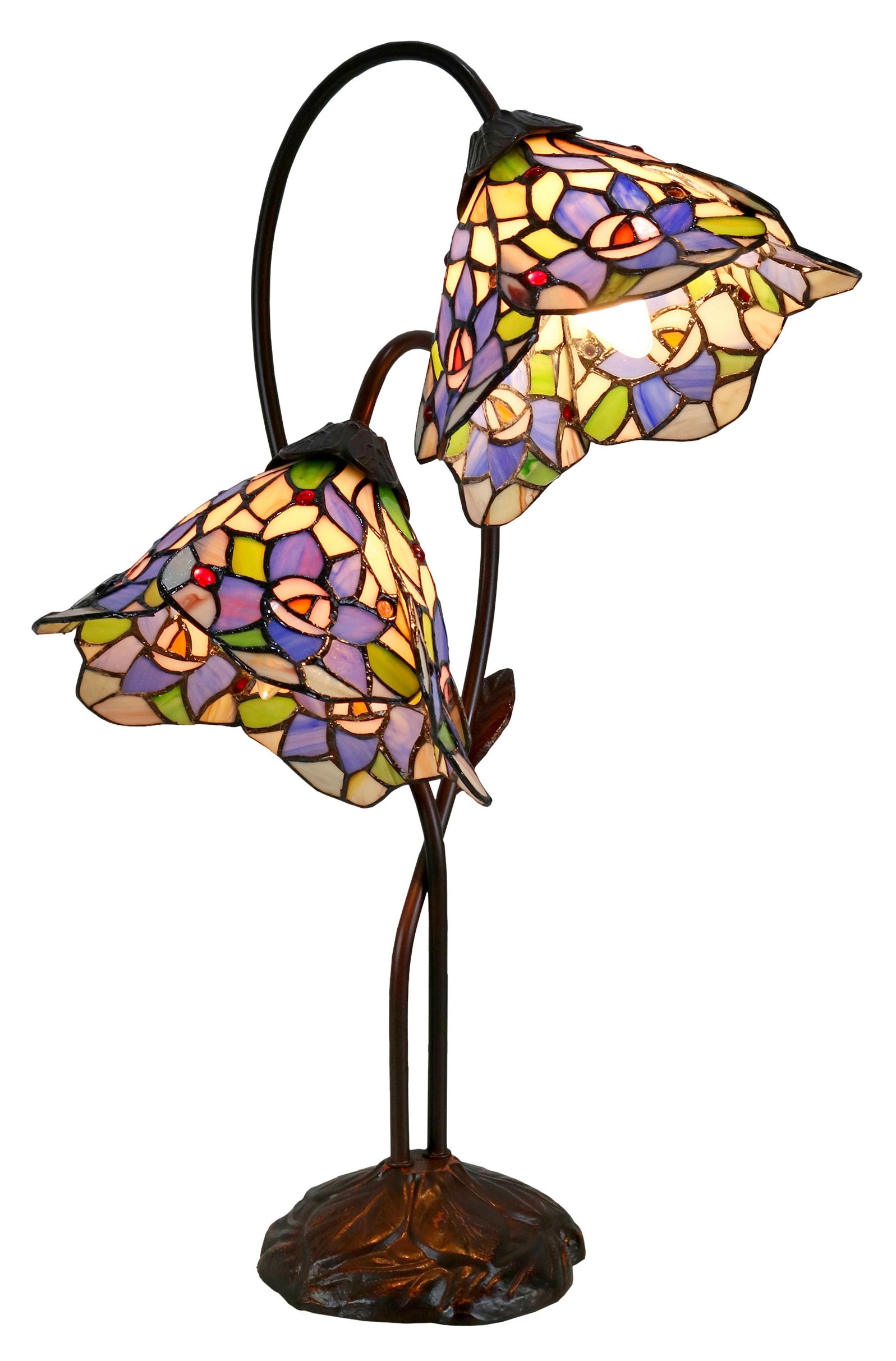 Double Lamp shade Flower Iris Style Tiffany Table Lamp