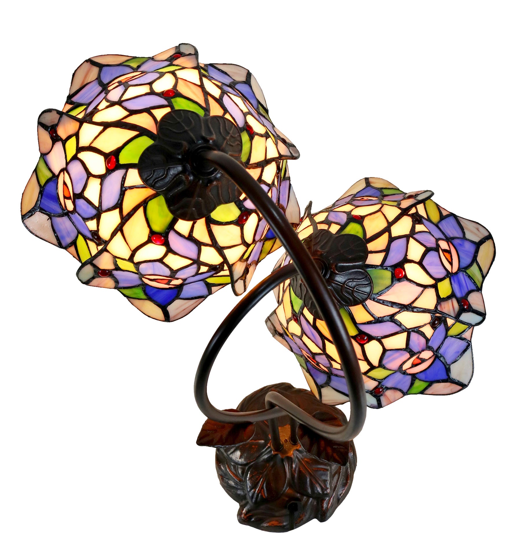 Double Lamp shade Flower Iris Style Tiffany Table Lamp
