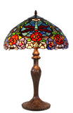 16" Traditional Dragonfly Floral Tiffany Table Lamp
