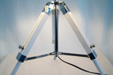 industrial style Tripod Table Lamp White shade with white wooden base