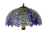 Large 16" Blue Wisteria Style Stained Glass Tiffany Floor Lamp