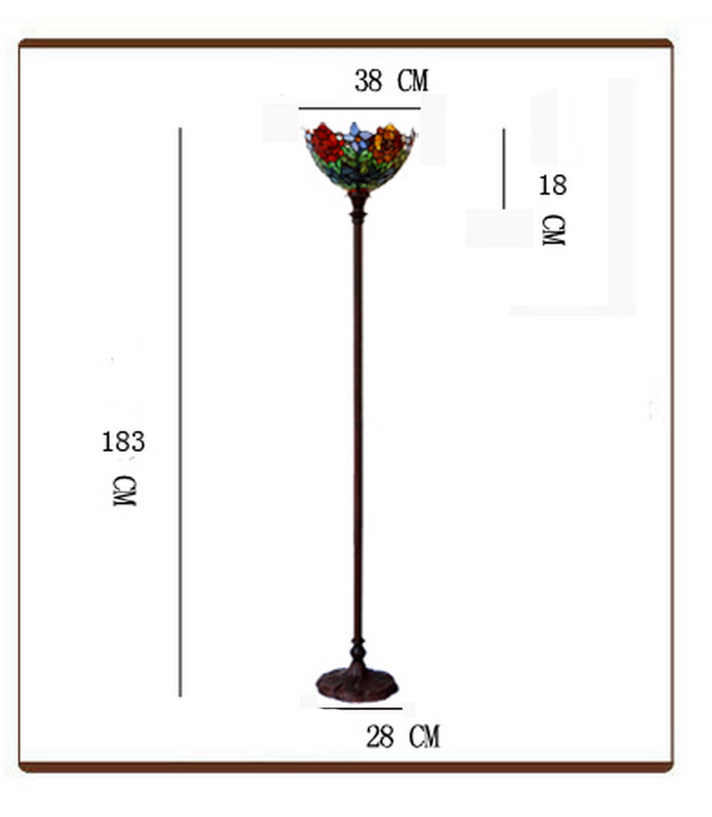 14"  Red Rose Flower Style Tiffany Floor Torchiere Lamp