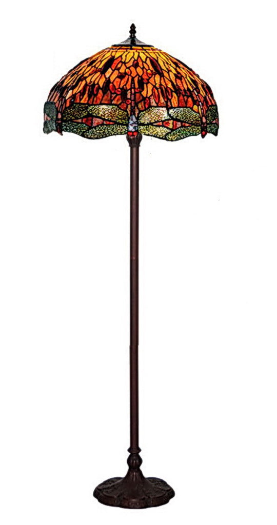 Tridiagonal High Quality 18" Dragonfly  Stained Glass Tiffany Floor Lamp