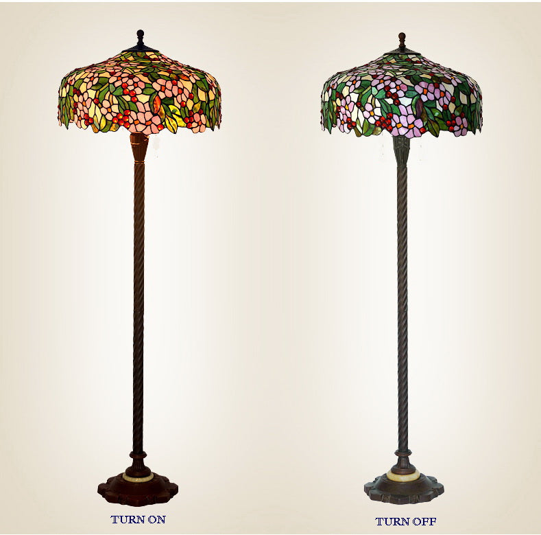 Gorgeous Huge 20" Apple Blossom Flower Tiffany Floor Lamp