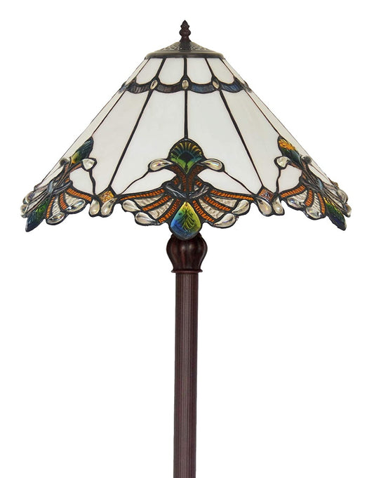Large Jewel Carousel White  Stained Glass Tiffany Floor Lamp