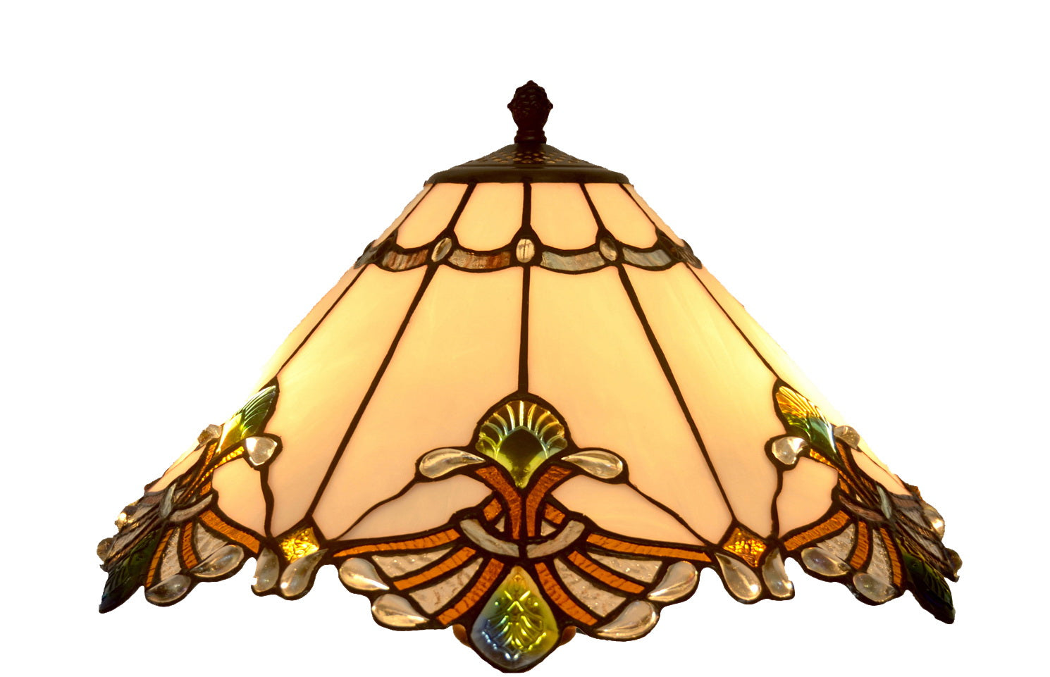 Large Jewel Carousel White  Stained Glass Tiffany Floor Lamp