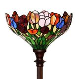 14" Colorful Tulip Flower Style Tiffany Floor Torchiere Lamp